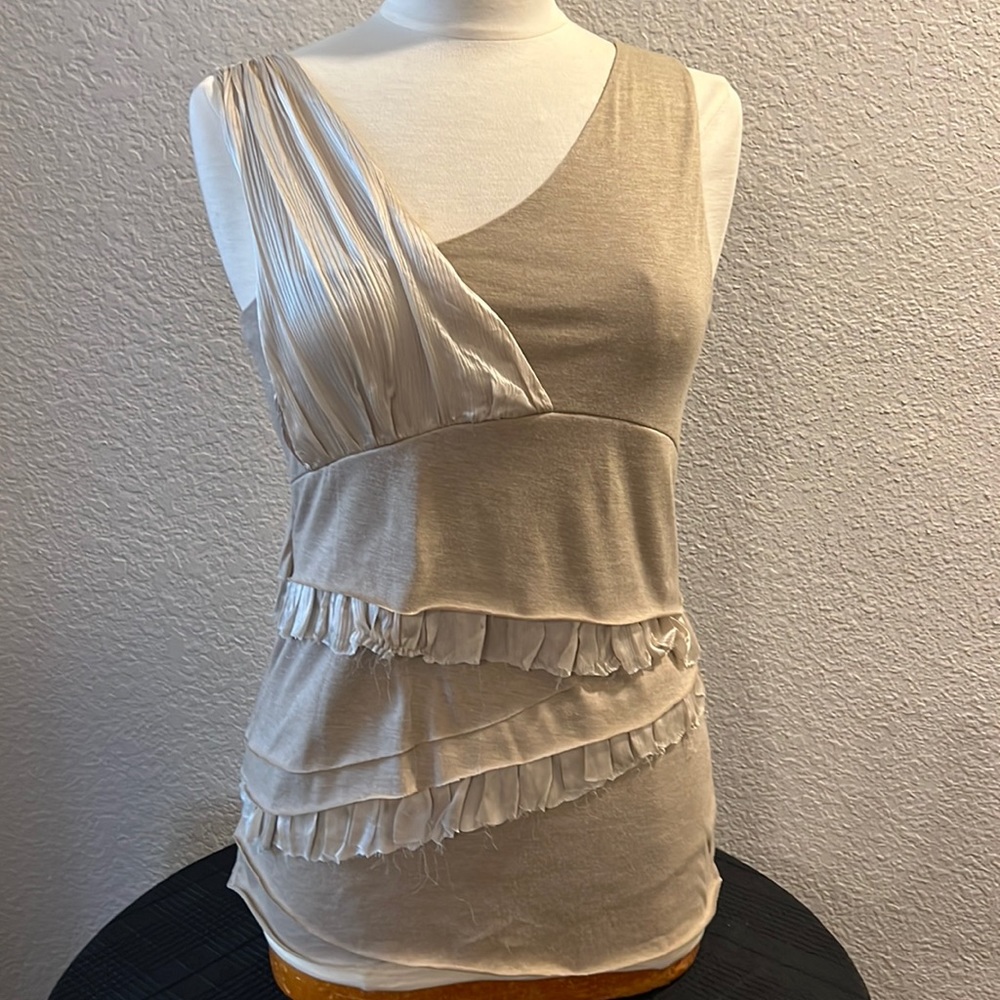 MM Couture Beige Layered Textured Tank Top Size  M